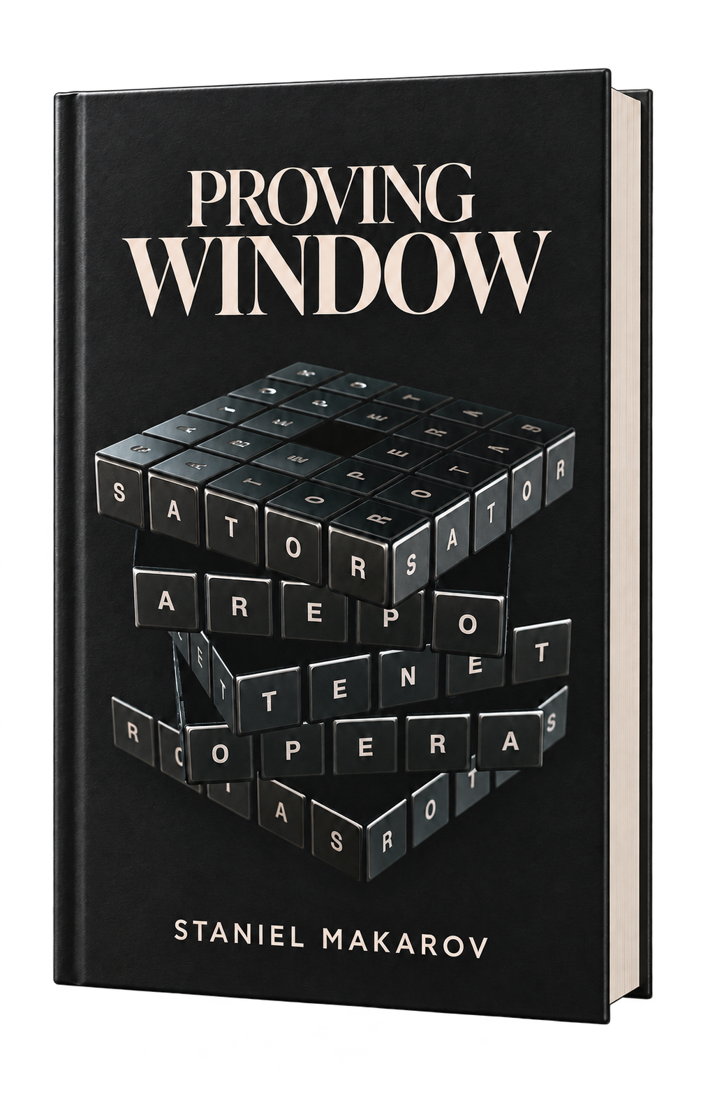 Book mockup of Proving Window by Staniel Makarov